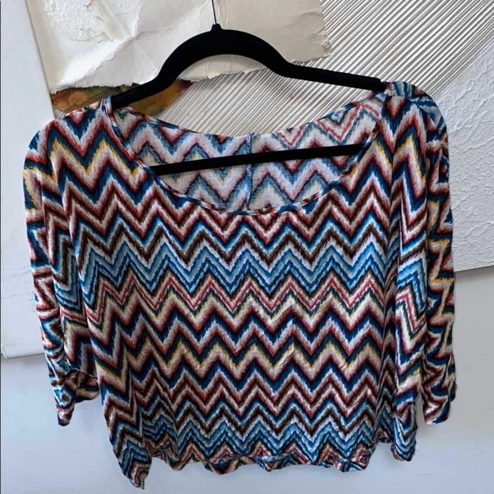 PINK ROSE boho print  casual crop top M